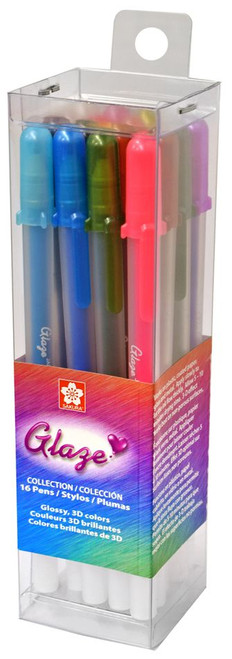 Sakura Glaze 3-D Gel Pens - Cube of 16 Colors