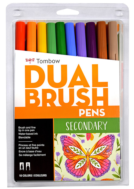 Tombow Dual Brush Pens waterbased ink double ended markers set of 12 Secondary Colors
