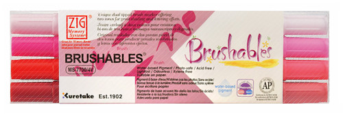 Zig Scroll & Brush Set of 4- Pinks