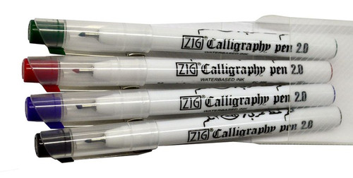 Zig Calligraphy Pen Oblique 2mm Slanted Chisel Tip Set