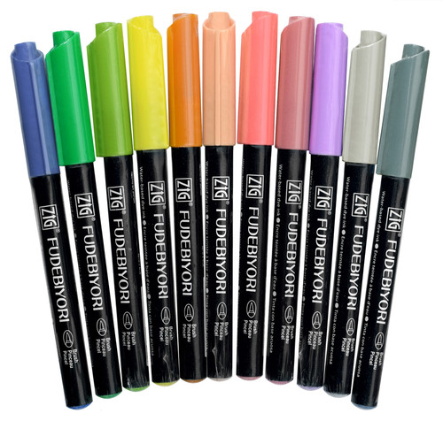 Zig Fudebiyori Floral Color Set of Water based ink Brush Pens