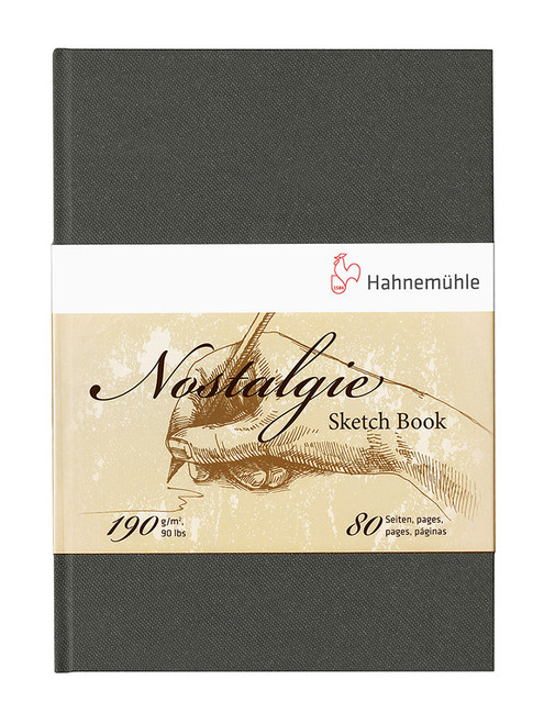 Hahnemuhle Nostalgie Sketchbook, Portrait, Medium A5 size, Hardcover, 80 pages, 90lb fine grain art paper for drawing and sketching