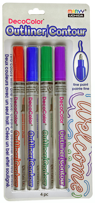 Marvy Decocolor Outliner Metallic Silver Paint Markers with Special Effect Colored Ink Outlines