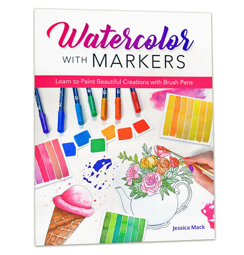 Watercolor With Markers: Learn to Paint Beautiful Creations with Brush Pens by Jessica Mack is a 174-page soft cover book that highlights ways to use brush tip markers as tools in creating watercolor art