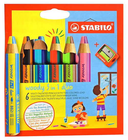 STABILO Woody 3-in-1 DUO Set of 10 w/Sharpener | Marker Supply