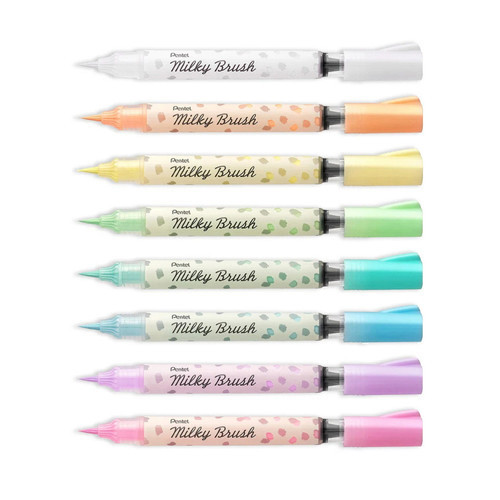 Pentel Milky Pop Pastel Gel Pens .8mm 4-pkg-blue, Pink, Orange, White