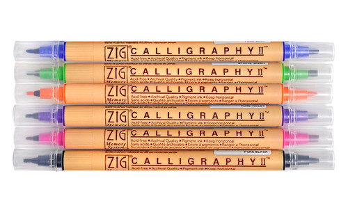 Zig MS340012 Memory System Calligraphy Dual-Tip Markers 12/Pkg