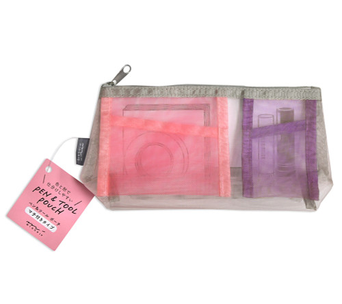 Midori small pink/purple zipper storage case, marker and pen pouches for tools and accessories, made in Japan