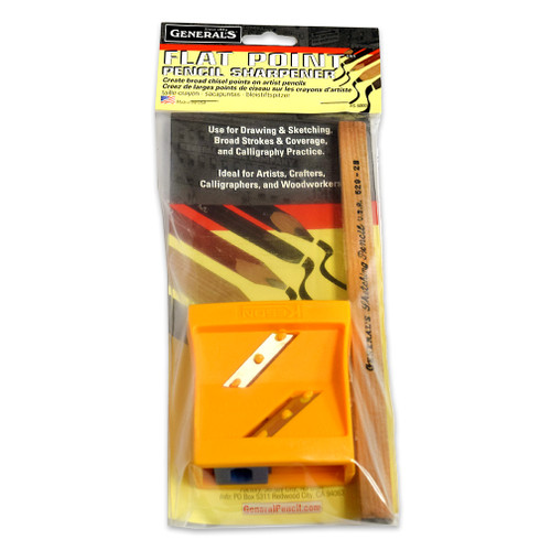 General's Flat Point Pencil Sharpener tool with bonus sketching pencil