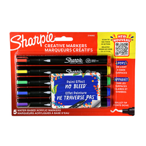 Sharpie Creative Marker Set of 5 Bullet Tip Acrylic Paint Markers