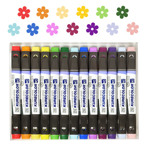 Kurecolor Twin WS Flower Garden Set of Dual Tip Alcohol-Based Markers in 13 Floral Colors