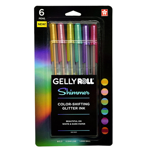 Gelly Roll Shimmer gel pen set of 6 metallic iridescent color shift ink