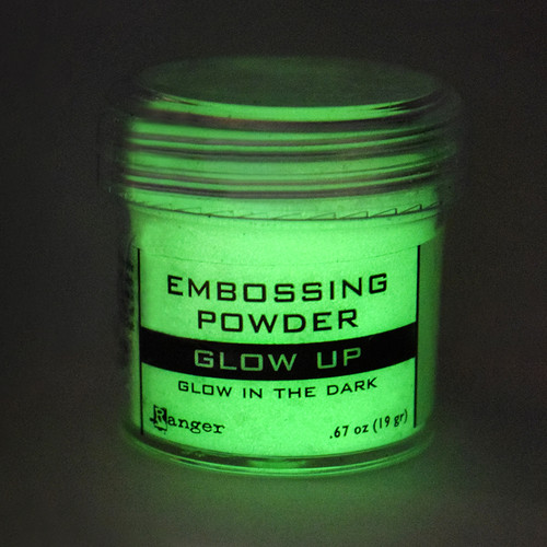 Ranger Glow Up glow in the dark Embossing Powder for special effects in cardmaking, arts and crafts