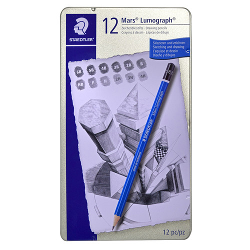 Staedtler Mars Lumograph HB scale drawing pencil set of 12 in metal tin