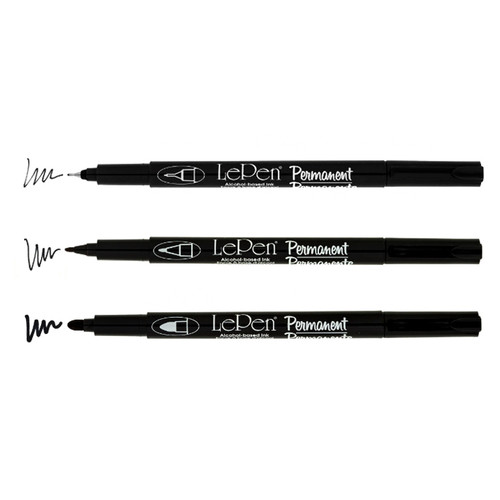 Marvy Le Pen Permanent marker pack of 3 tip sizes with black ink