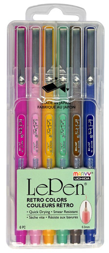 Marvy Uchida Le Pens Multicolor Set | 0.3mm Fine Point Pens | Smudge Proof  Ink | Basic, Neon and Pastel Colors