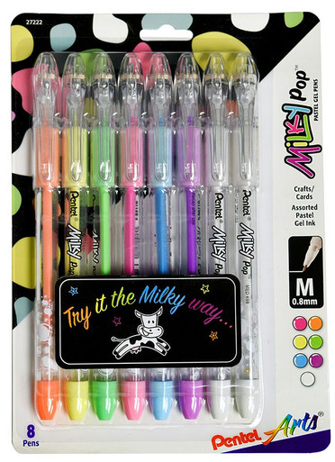 Pentel Milky Pop Pastel Gel Pen Set, 4-Colors 