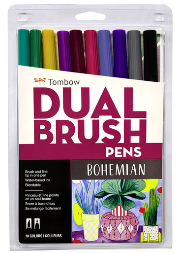 Tombow Dual Brush Pens, Bright Palette Colors - Set of 10