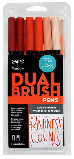 Tombow Dual Brush Pen Set of 6- Red Blendables