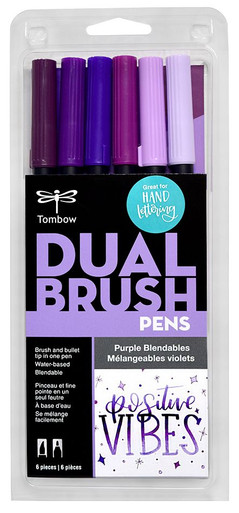 Tombow Dual Brush Pen Set of 6- Purple Blendables