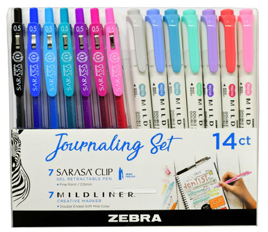 Zebra Journaling Set- Mildliner/Sarasa 14 Pack