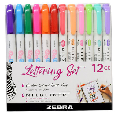 12 Pack: Zebra Pen Mildliner Brush Pen & Marker Pack, Lavender - E10A