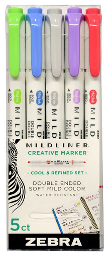 Zebra Mildliner Creative Marker Fluorescent & Cool Refined set (Bundle of  2)