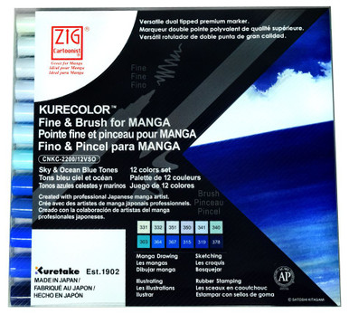 Zig Kurecolor Fine & Brush Set Blue Tones | Marker Supply