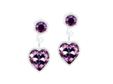 Amethyst Heart Dangle Earrings - 4/6mm