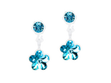 Aquamarine Flower Pendant Dangle Earrings - 4/6mm Aquamarine Flower Pendant Dangle Earrings - 4/6mm