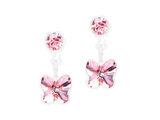 Light Rose Butterfly with Crystal Stone Dangle Earrings - 4/5mm Light Rose Butterfly with Crystal Stone Dangle Earrings - 4/5mm