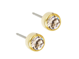 Gold Titanium Bezel Crystal Stud Earrings - 5mm Gold Titanium Bezel Crystal Stud Earrings - 5mm