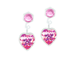Light Rose Heart Pendant Dangle Earrings - 4/6mm Light Rose Heart Pendant Dangle Earrings - 4/6mm