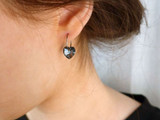 Heart Black Diamond - Natural Titanium Ear Ring - 10mm