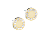 Gold Titanium Brilliance Puck Crystal Stud Earrings - 8mm Gold Titanium Brilliance Puck Crystal Stud Earrings - 8mm