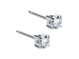 Silver Titanium Tiffany White Stud Earrings - 4mm Silver Titanium Tiffany White Stud Earrings - 4mm