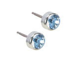 Silver Titanium Bezel Alexandrite Crystal Stud Earrings - 5mm Silver Titanium Bezel Alexandrite Crystal Stud Earrings - 5mm