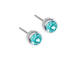 Silver Titanium Bezel Turquoise Crystal Stud Earrings - 5mm Silver Titanium Bezel Turquoise Crystal Stud Earrings - 5mm