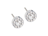 Silver Brilliance Halo White Pearl Stud Earrings - 6mm Silver Brilliance Halo White Pearl Stud Earrings - 6mm
