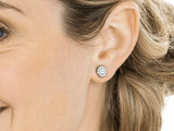 Silver Brilliance Halo Crystal Stud Earrings - 8mm