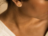 Gold Titanium Plain V Stud Earrings - 8 mm
