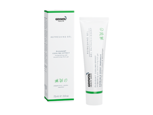 GEHWOL Refreshing Gel 75ml with peppermint oil, menthol, urea, and glycerin to cool tired feet, provide instant comfort, deeply hydrate, and help maintain long-lasting freshness without a greasy residue