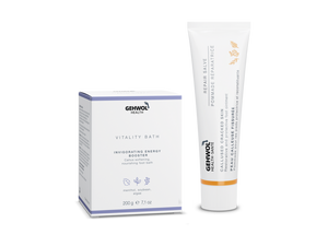 GEHWOL Health Vitality Bath to soften calluses and refresh feet, paired with GEHWOL Health Repair Salve to heal cracked heels and restore skin elasticity