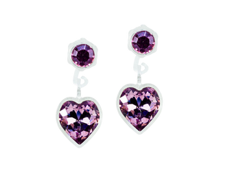 Amethyst Heart Dangle Earrings - 4/6mm Amethyst Heart Dangle Earrings - 4/6mm