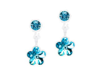 Aquamarine Flower Pendant Dangle Earrings - 4/6mm Aquamarine Flower Pendant Dangle Earrings - 4/6mm