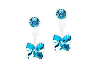 Aquamarine Butterfly Dangle Earrings - 4/5mm