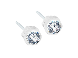 Clear Bezel Crystal Stud Earrings - 6mm Clear Bezel Crystal Stud Earrings - 6mm
