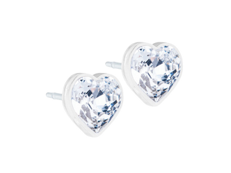 Crystal Heart Stud Earrings - 6mm
