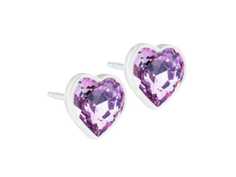 Light Amethyst Heart Stud Earrings - 6mm