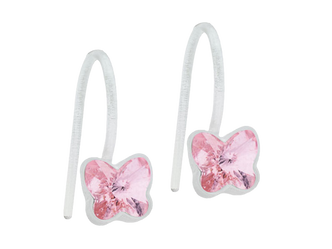 Light Rose Butterfly Dangle Earrings - 5mm